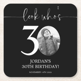 ブラックの30歳の誕生日おめでとう スクエアペーパーコースター