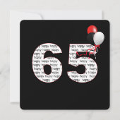 ブラックの65歳の誕生日おめでとう招待状 招待状 (正面)
