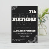 ブラックの7歳の誕生日招待状 パーティーボーイ 招待状 (スタンド正面)