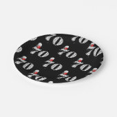 ブラックの70th誕生日パーティー風船 ペーパープレート (アングル)