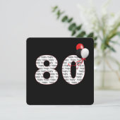 ブラックの80歳の誕生日おめでとう招待状 招待状 (スタンド正面)