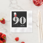 ブラックの90th誕生日パーティー風船 縁ありカクテルナプキン (インサイチュ)