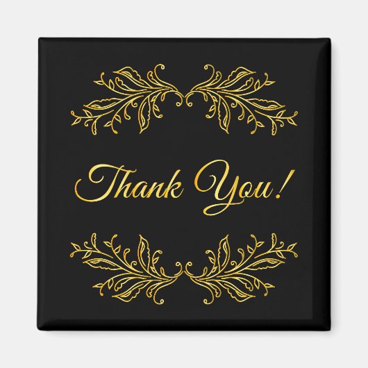 ブラックの「サンキュー」ゴールドエフェクト マグネット (正面)