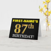 ブラックの「87歳の誕生日おめでとう」カード カード (黄色い花)