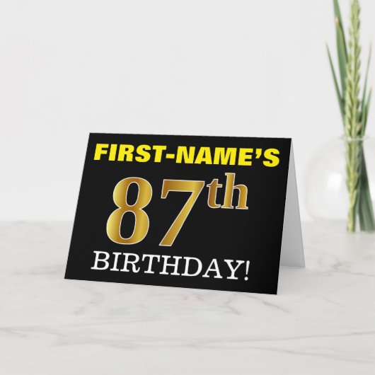 ブラックの「87歳の誕生日おめでとう」カード カード (正面)