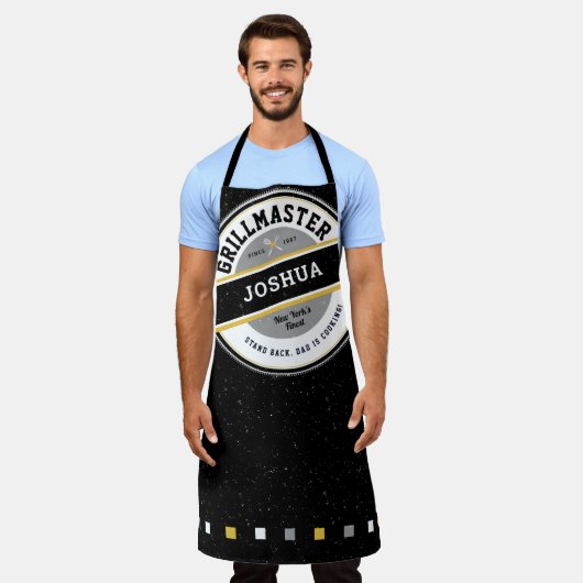 ブラックのDad Grill master エプロン (着用した状態)