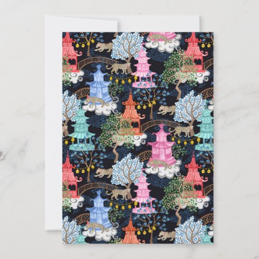 ブラックのPartyレパード 招待状 (正面)