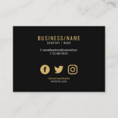 ブラックはっきりしたと金ゴールドのソーシャルメディアのアイコン高級 名刺 (正面)