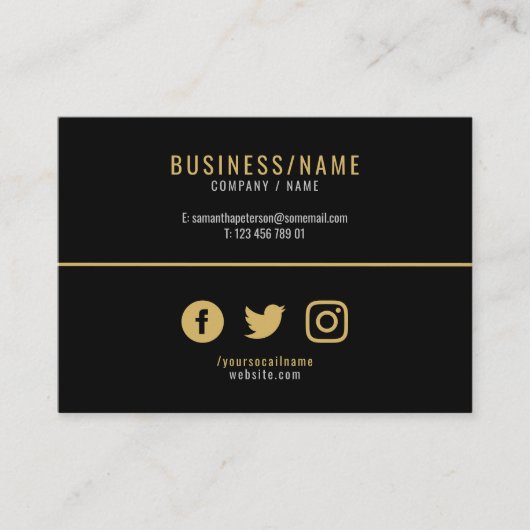 ブラックはっきりしたと金ゴールドのソーシャルメディア 名刺 (正面)