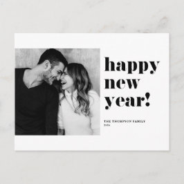 ブラックはっきりしたはっきりしたタイポグラフィハッピーニューイヤー写真 シーズンポストカード
