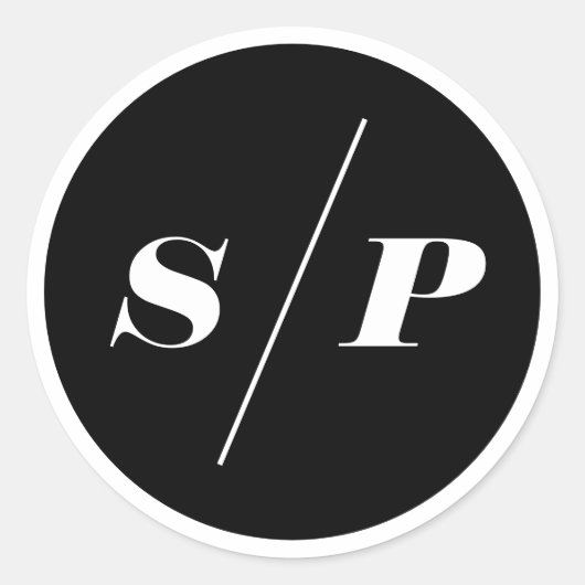 ブラックはっきりしたイタリックタイポグラフィ結婚ズモノグラム ラウンドシール (正面)