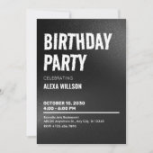 ブラックはっきりしたグランジ誕生日 招待状 (正面)