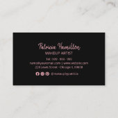 ブラックはっきりしたシグネチャーメイクアップアーティストのピンクフォント 名刺 (裏面)