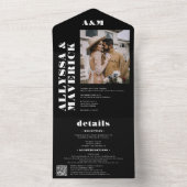 ブラックはっきりしたシックシンプルモノグラム結婚写真 オールインワン招待状 (内側)