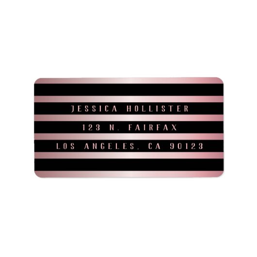 ブラックはっきりしたストライプバラ金ゴールド |差出人住所 ラベル (正面)
