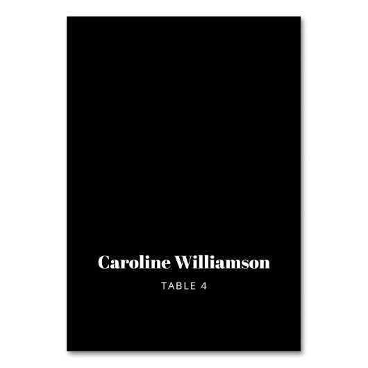 ブラックはっきりしたタイポグラフィカスタムテーブル座席表 テーブルナンバー (正面)