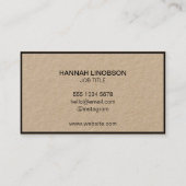 ブラックはっきりしたタイポグラフィニュートラル素朴クラフト 名刺 (裏面)