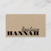 ブラックはっきりしたタイポグラフィニュートラル素朴クラフト 名刺 (正面)