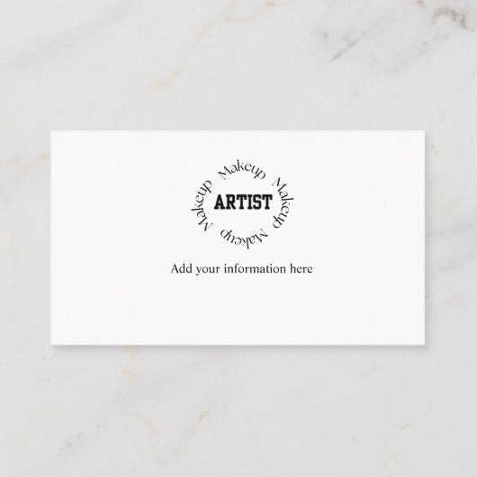 ブラックはっきりしたタイポグラフィメイクアップアーティスト 名刺 (裏面)