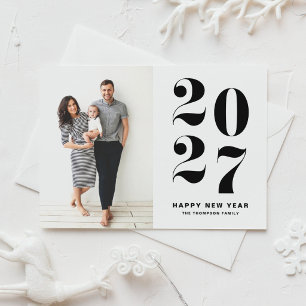 ブラックはっきりしたタイポグラフィ2022年写真が新年を迎える シーズンポストカード