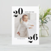 ブラックはっきりしたタイポグラフィ2025年年新年写真 シーズンカード (スタンド正面)