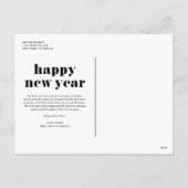 ブラックはっきりしたタイポグラフィ2025年年新年写真 シーズンポストカード (裏面)