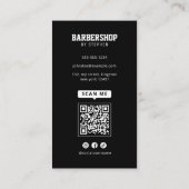 ブラックはっきりしたバーバーショップヘアドレッサー美容師 名刺 (裏面)
