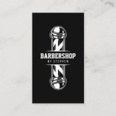 ブラックはっきりしたバーバーショップヘアドレッサー美容師 名刺 (正面)