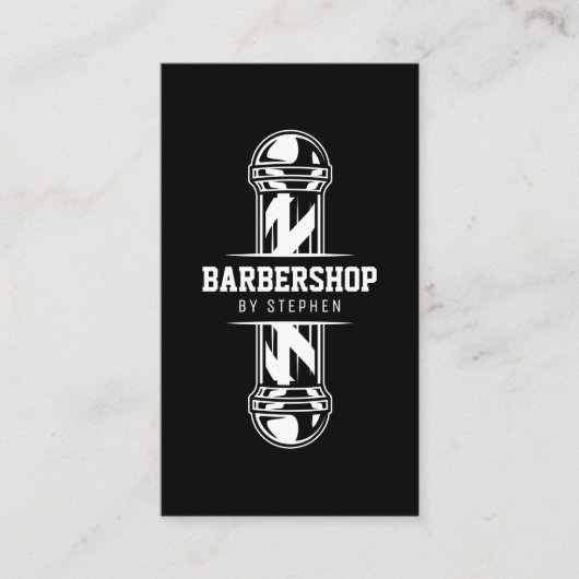ブラックはっきりしたバーバーショップヘアドレッサー美容師 名刺 (正面)