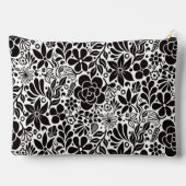 ブラックはっきりしたフラワー離れズ&ガーデンホワイト アクセサリーポーチ (裏面)