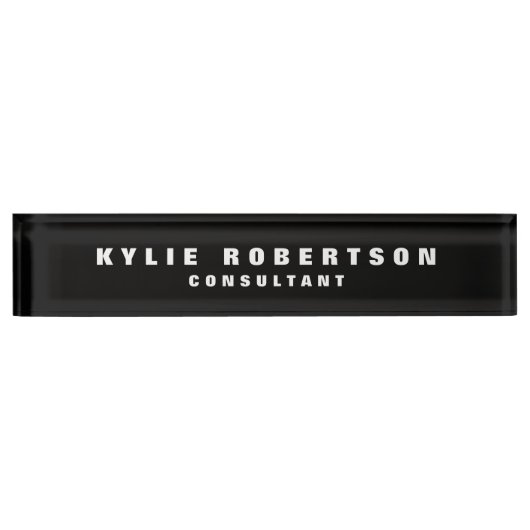 ブラックはっきりしたレジブルプロフェッショナルトレンディーモダン デスクネームプレート (正面)