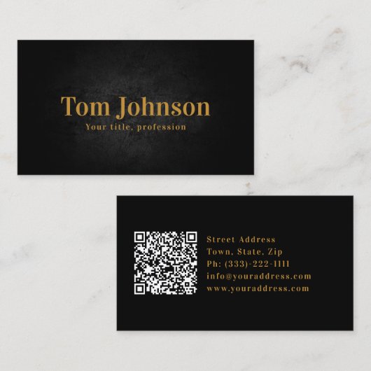 ブラックはっきりした金ゴールドモダンレタリングビジネスサービス 名刺 (正面/裏面)