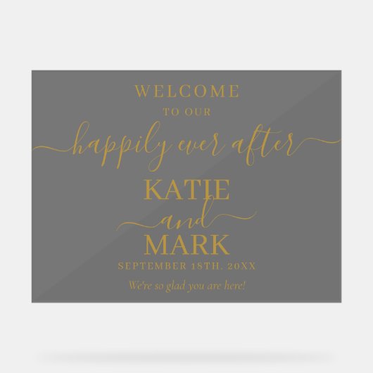 ブラックは歓迎の後ずっと幸せそうに霜を降ろした金ゴールド アクリルサイン (正面)