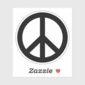 ブラックまたはカスタムカラーの平和シンボル シール (シート)