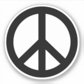 ブラックまたはカスタムカラーの平和シンボル シール (正面)