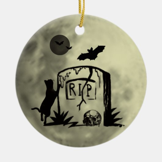 ブラックよくはしゃぐキャットオーナメント セラミックオーナメント (正面)