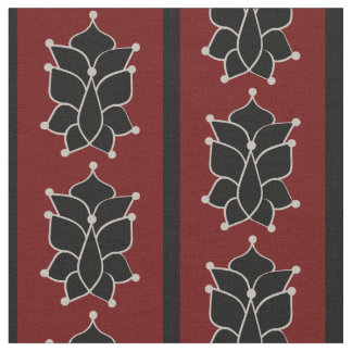 ブラックろうけつ染めストライプズブリックレッド ファブリック