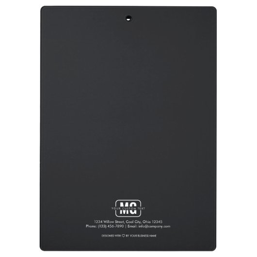 ブラックをテーマにしたイニシャルレターMonogram Business クリップボード (裏面)