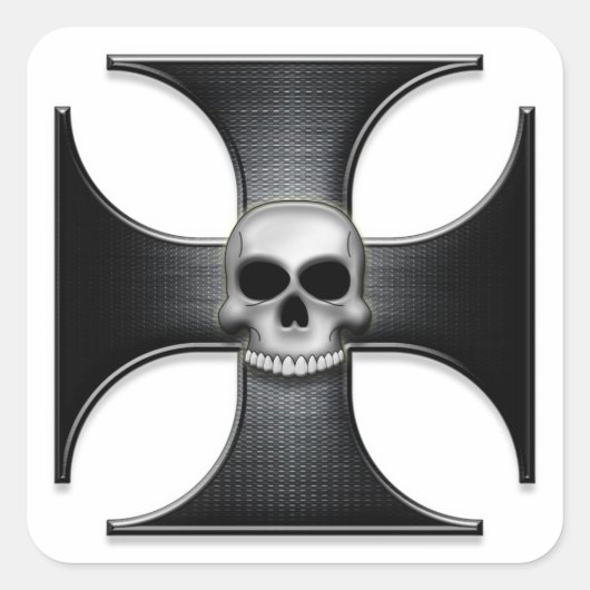 ブラックアイアンクロススカル スクエアシール (正面)