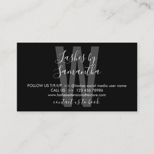 ブラックアイコンラッシュエクステンションアフターケア命令 名刺 (正面)