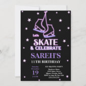 ブラックアイススケートの誕生日招待状 招待状 (正面)
