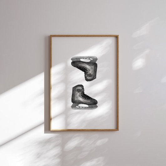 ブラックアイスホッケースケートウォールアート ポスター