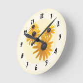 ブラックアイドササンズハート ラウンド壁時計 (傾斜)