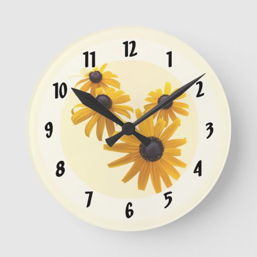 ブラックアイドササンズハート ラウンド壁時計 (正面)