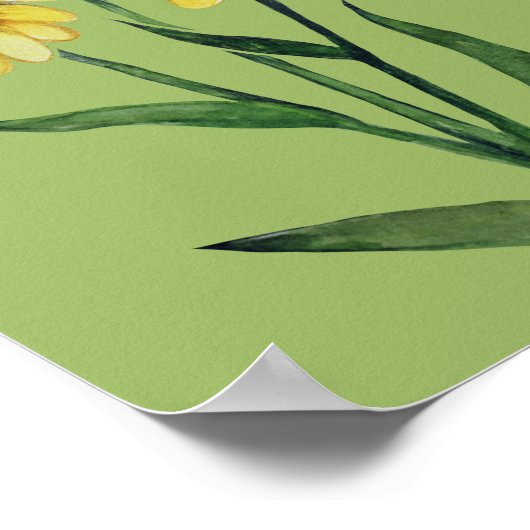 ブラックアイドスーザンウォーター色デイジーアートかわいいデイジー ポスター (角)