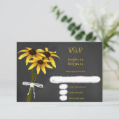 ブラックアイドスーザンチョークスケッチワイルドフラワー結婚ズ 出欠カード (スタンド正面)