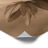 ブラックアイドスーザンデイジーフラワーインヴィンテージセピア ポスター (角)