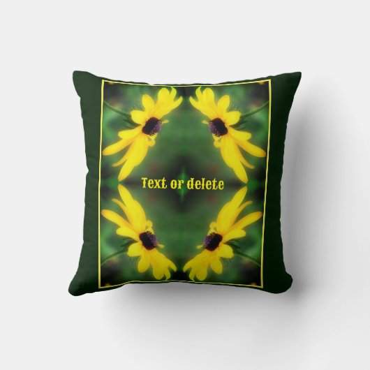 ブラックアイドスーザンデイジーフラワーパーソナライズされた クッション (裏面)