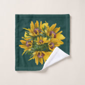 ブラックアイドスーザンデイジーフラワーブーケ バスタオルセット (ウォッシュタオル)