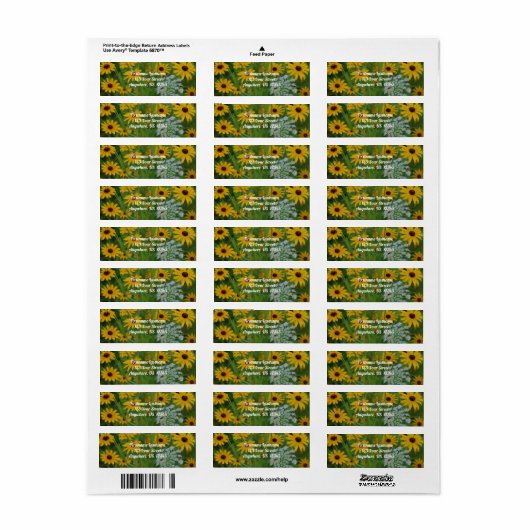 ブラックアイドスーザンデイジーフラワー絵画ズアドレス ラベル (フルシート)